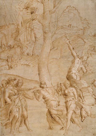 Scena polowania (recto); Dwa studia pary leżących bogów rzeki (), przód sarkofagu () verso autorstwa Unknown artist