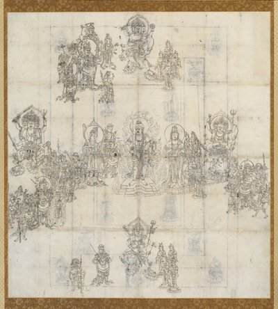 Szkic ikonograficzny (Zuzō) do mandali Sutry Dobroczynnych Królów autorstwa Unknown artist