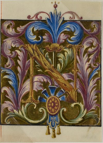 Iluminowany inicjał "N" z liśćmi akantu ze śpiewnika autorstwa Unknown artist