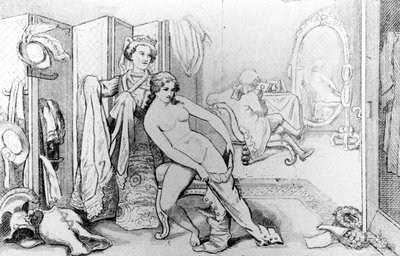 Ilustracja przedstawiająca Casanovę i nagą kobietę - w „Historii mojego życia” Casanovy. Bruksela 1872. autorstwa Unknown artist