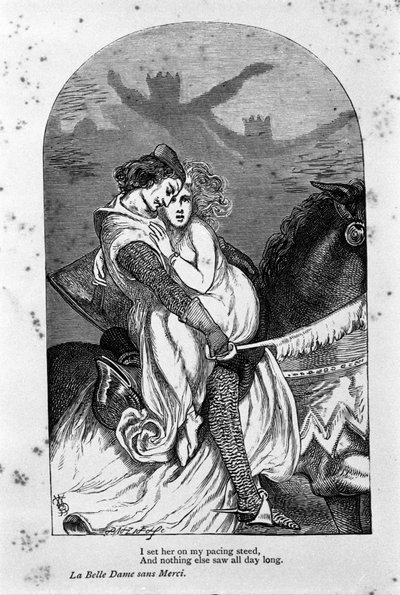 Ilustracja do „pięknej damy bez litości” autorstwa poety Johna Keatsa (1795-1821) XIX wiek autorstwa Unknown artist