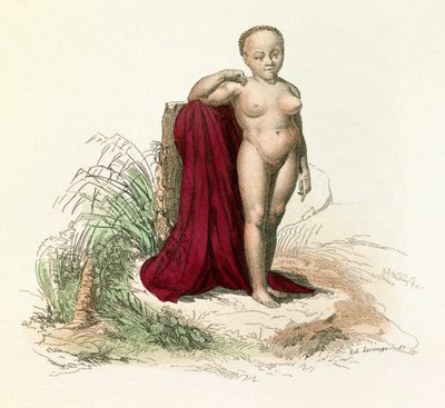 Ilustracja z książki "Complete Works of Buffon": Historia naturalna człowieka: Biały Murzyn (rycina) autorstwa Unknown artist