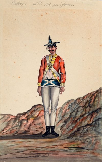 Oficer indyjski, armia bengalska, 1805 ok autorstwa Unknown artist