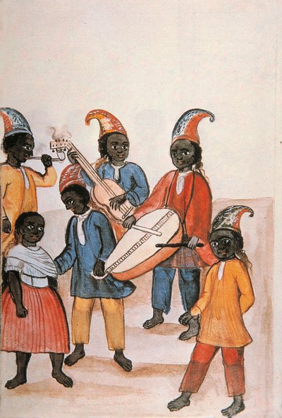 Taniec indyjski, z książki „Trujillo del Peru” lub „Códice Martínez Compañón”, autorstwa Baltazara Martineza Compañón y Bujanda, biskupa Trujillo (1782-1785) autorstwa Unknown artist
