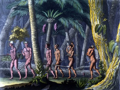 Indianie Puris w lesie (Brazylia) - w „”Starożytnym i współczesnym stroju”” Ferrario, wyd. Mediolan autorstwa Unknown artist