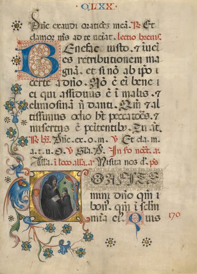 Inicjał C: Święty Benedykt błogosławiący Maurusa autorstwa Unknown artist
