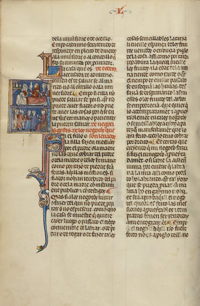 Initial S: Dzieci i alchemik przy łóżku oraz Dzieci i starsi przed sędzią autorstwa Unknown artist