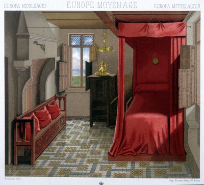 Wnętrze domu z XV i XVI wieku. W „Le costume historique A. Racineta autorstwa Unknown artist