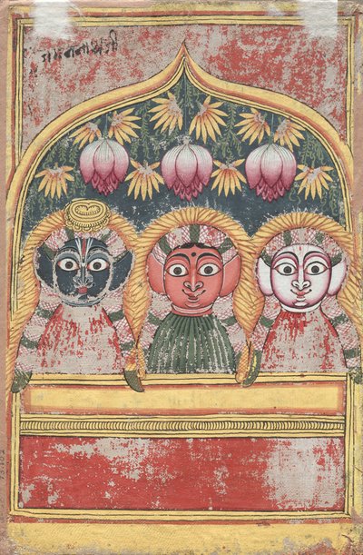 Jagannath, Subhadra i Balarama w łuku (Verso) autorstwa Unknown artist