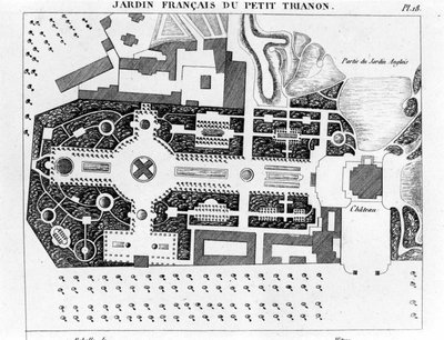 French Garden of the Peer Trianon - w „Eseju o kompozycji i ornamentyce ogrodów”, Paryż autorstwa Unknown artist