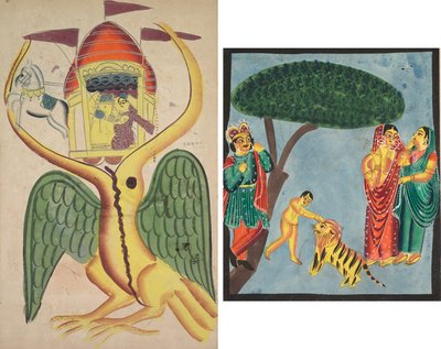 Jatayu utrudnia rydwan Ravany, próbując zapobiec porwaniu Sita autorstwa Unknown artist