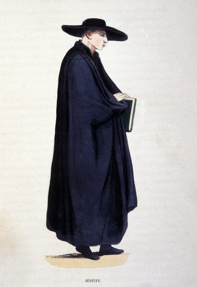 Jezuita. Rycina z albumu na zakony, Paryż autorstwa Unknown artist