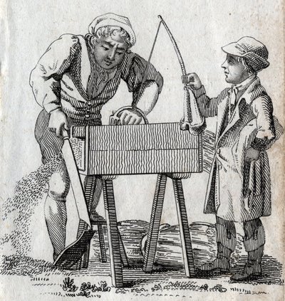 Stolarz i praktykant. Grawerowanie pod koniec XVIII wieku. Prywatna kolekcja. autorstwa Unknown artist