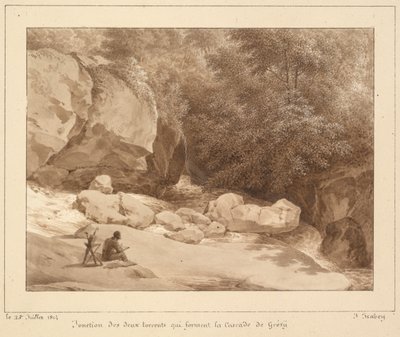 Skrzyżowanie dwóch potoków tworzących Cascade de Grésy autorstwa Unknown artist
