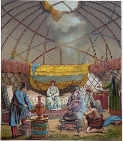 Kalmouk (rosyjscy nomadzi) w swojej jurcie autorstwa Unknown artist