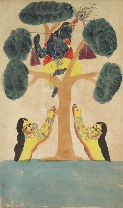 Krishna kradnie ubrania kowbojek (gopi) (rekto) autorstwa Unknown artist