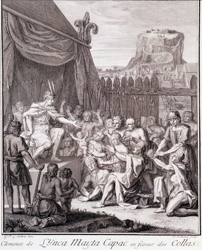 Inca Mayta Capac na rzecz Collas - w „”Podróż historyczna Ameryki Południowej odbyta na rozkaz króla Hiszpanii”” Don Georges Juan & Don Antoine de Ulloa, T.II, ed. Jombert, King