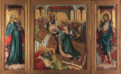 La mort de la Vierge - Retable de Roudnice (, vers 1410 - Śmierć Dziewicy. Ołtarz Roudnice - Anonim. Tempera na desce, ok. 1410. Galeria Narodowa, Praga autorstwa Unknown artist
