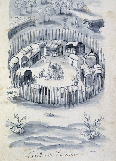 Miasto Pomeivue (obóz kolonialny w Kanadzie) - w „Dialogu lub wywiadzie Francuza z dzikusem” autorstwa Unknown artist