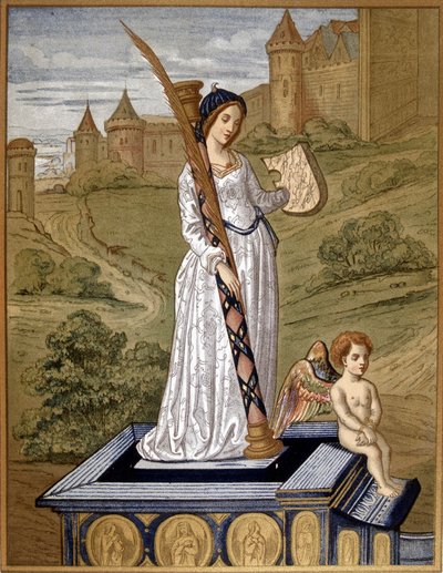 Laure prowadzi miłość do świątyni czystości (Laura de Noves autorstwa Unknown artist