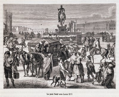 Le Pont Neuf za Ludwika XIII - Rycina XIX wieku autorstwa Unknown artist