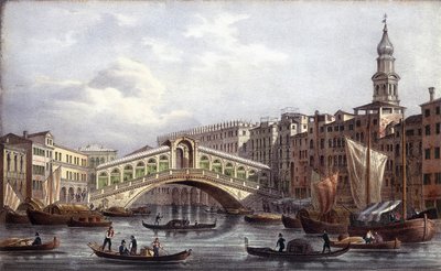 Le pont Rialto - w „Albumie głównych widoków Wenecji”, il. przez Marco Moro, wyd. Gio Brizeghel, v.1840 autorstwa Unknown artist