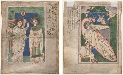 Liść z psałterza (?): Zwiastowanie (recto); Narodzenia (verso) autorstwa Unknown artist