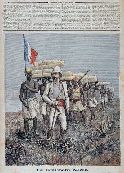 Porucznik Mizon szefowie kolumny eksploracyjnej w Afryce Środkowej - w „”Le petit journal”” z 09.07.1892 autorstwa Unknown artist