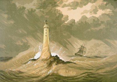 Latarnia morska z żaglowcem autorstwa Unknown artist