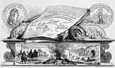 Ludwik XIV podpisał odwołanie redakcji Nantes. autorstwa Unknown artist