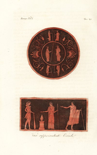 Lysander i Agesilaos II ze Sparty (na górze) oraz Herkules w lwiej skórze z maczugą w ofierze z Dejfobusem, królem Amiklei w Lakonii, i jego żoną (na dole) autorstwa Unknown artist