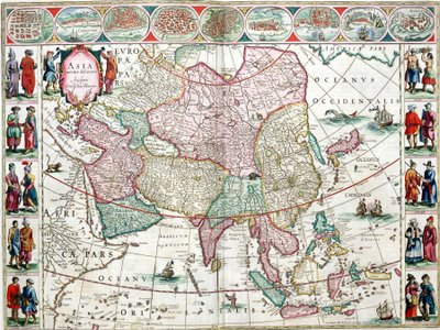 Mapa Azji z atlasu Bleau autorstwa Unknown artist