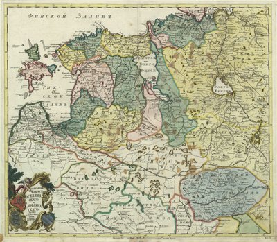 Mapa Estonii i Inflant - Anonimowy mistrz - 1745 - Miedzioryt, akwarela - Akademia Nauk, Sankt Petersburg autorstwa Unknown artist