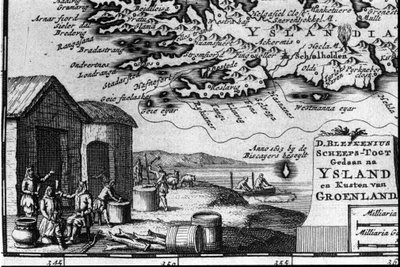 Mapa Islandii i reprezentacja jej mieszkańców – w „Mapie współczesnych tras i podróży”” autorstwa Unknown artist