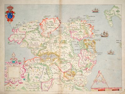 Mapa północnej Irlandii, ok. 1600 r. (naklejona na płótno) autorstwa Unknown artist