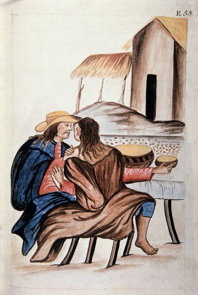 Małżeństwo między Indianami, z książki „Trujillo del Peru” lub „Códice Martínez Compañón”, autorstwa Baltazara Martineza Compañón y Bujanda, biskupa Trujillo (1782-1785) autorstwa Unknown artist