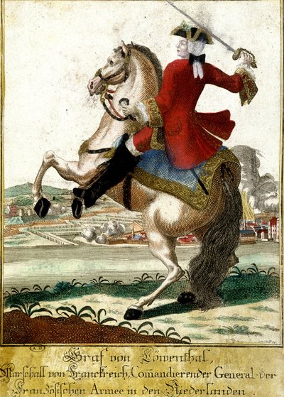 Marszałek Loewendahl (1700-1755) w bitwie pod Fontenoy w Belgii autorstwa Unknown artist