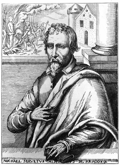 Michel Servet (Michel de Villanueva) (1511-1553), hiszpański lekarz i teolog. Rytownictwo autorstwa Unknown artist