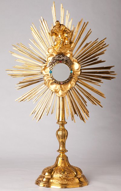 Monstrancja. Vermeil, diamenty, sztuczna biżuteria z posągiem Boga Ojca (Dieu le Père). 18 wiek. autorstwa Unknown artist