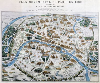 Monumentalny plan Paryża w 1882 r. autorstwa Unknown artist