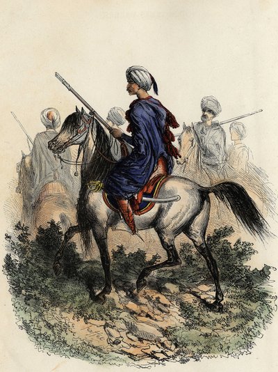 Maurowie żandarmi (lub strażnicy polowi) odpowiedzialni za wiejską policję Algieru, przeszkoleni w 1831 r. w „L