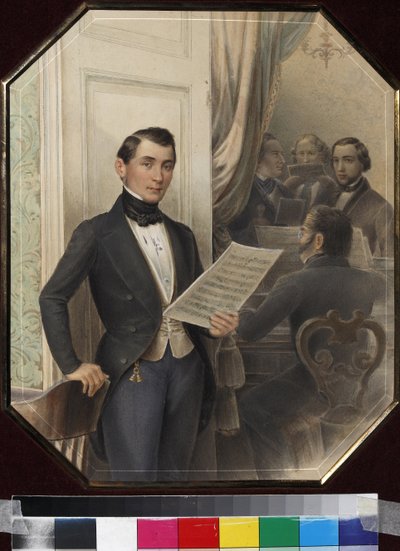 Muzycy na próbie, Anonim. Pióro, pędzel, akwarela, tusz i biały kolor na papierze autorstwa Unknown artist