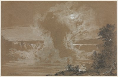 Wodospad Niagara przy świetle księżyca autorstwa Unknown artist