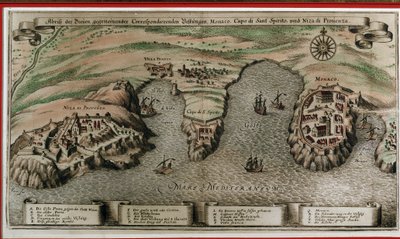 Nicea, Villefranche i Monako w XVII wieku (decoupe geograficzny) autorstwa Unknown artist