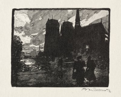 Notre Dame, wieczór autorstwa Unknown artist