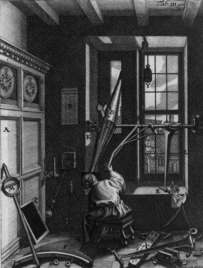 Olaus Romer (Ole), duński astronom (1644-1710) obserwuje zaćmienia satelitów Jowisza autorstwa Unknown artist