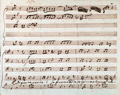 Strona z partyturą Gaszenie Chciałbym powietrze w operze Griselda Antonio Vivaldi autorstwa Unknown artist