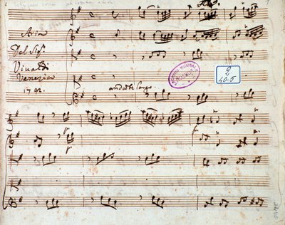 Strona z partyturą Gaszenie Chciałbym powietrze w operze Griselda Antonio Vivaldi autorstwa Unknown artist