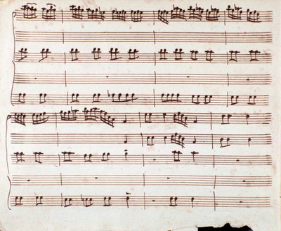 Strona partytury muzycznej Gii wiadomo, że obszerna była aria Antonio Vivaldi autorstwa Unknown artist