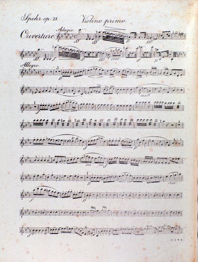 Strona partytury muzycznej uwertury „Alruna” Louisa Spohr autorstwa Unknown artist